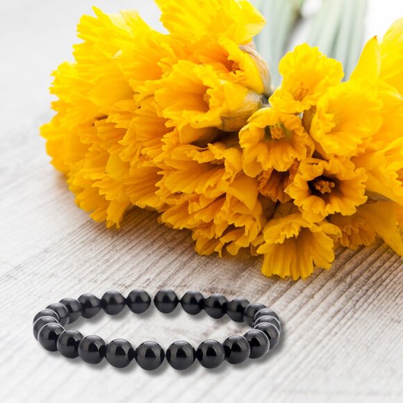 Natural Stone Healing Black Onyx Round Beads Stretch Bracelet Yoga Jewelry 8 MM - Picture 10 of 10